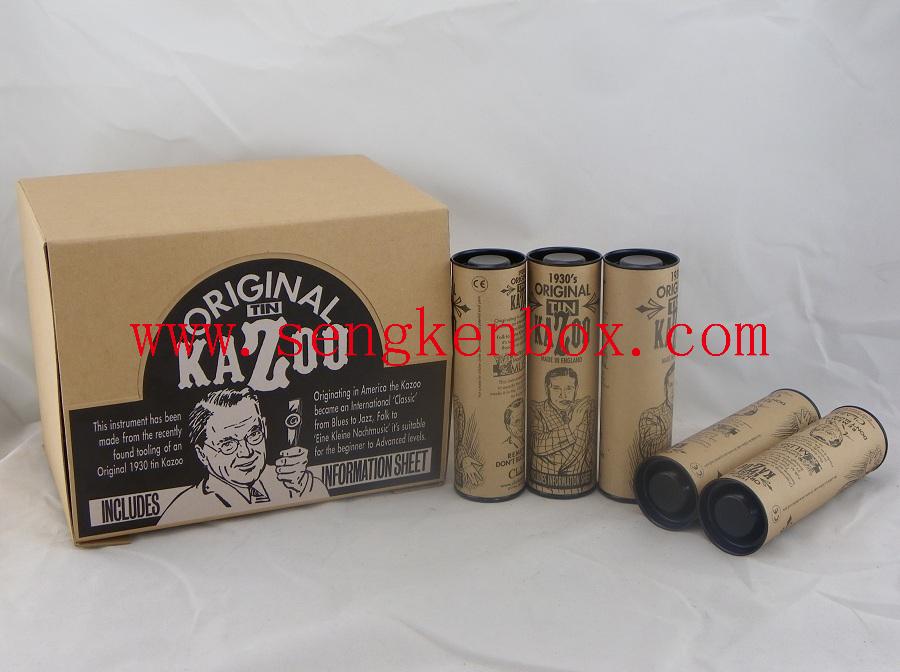 Flute Harmonica Kazoo Packaging Paper Tube with Metal Tinplate End Flute Harmonica Kazoo Packaging Paper Tube with Metal Tinplate End