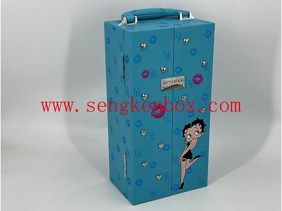 Wine Packaging Box With Blue Cartoon Pattern Wine Packaging Box With Blue Cartoon Pattern