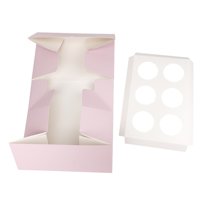 6 Cupcakes dessert pink paper box 
