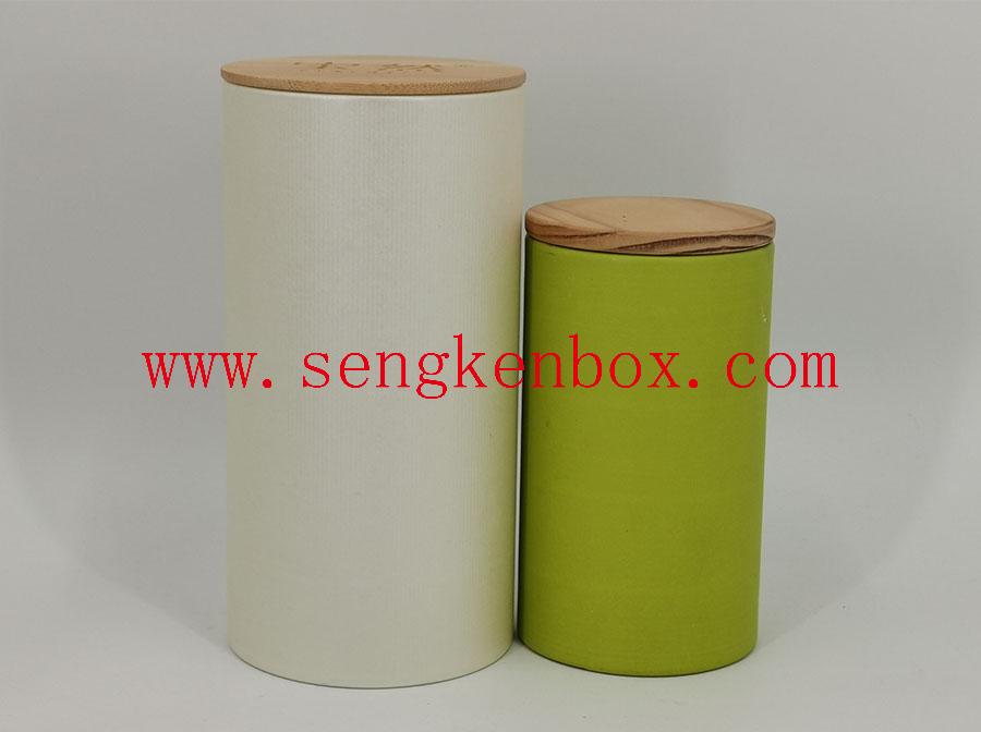 Paper Cans With Bamboo Cover Paper Cans With Bamboo Cover