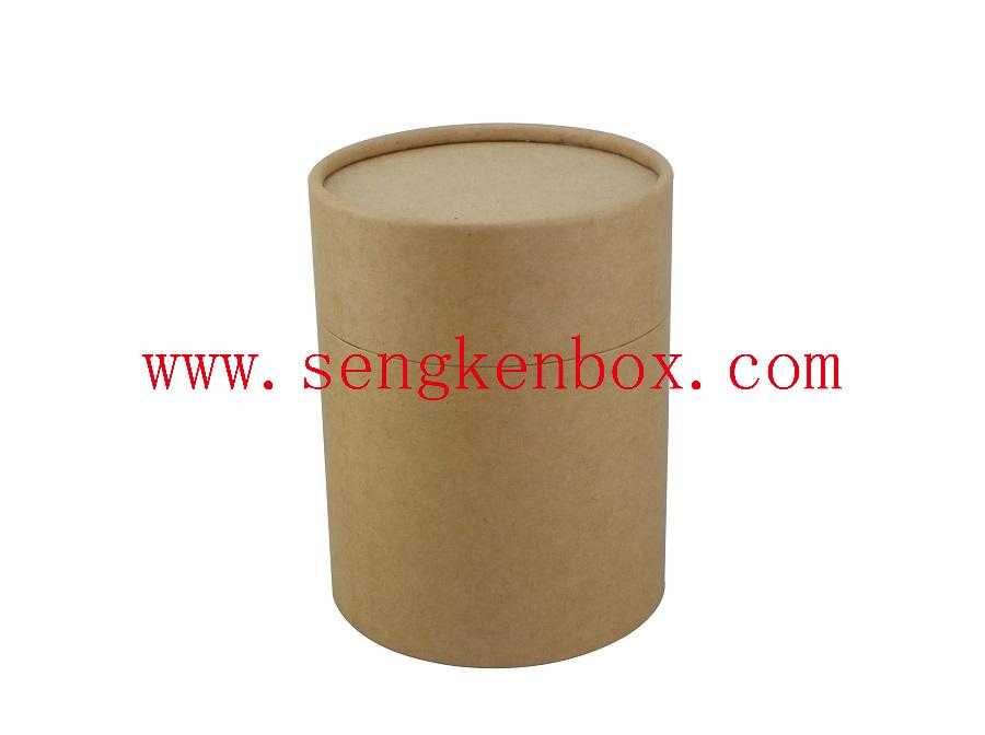Brown Kraft Paper Canister with Blue Neck for Present Packaging Brown Kraft Paper Canister with Blue Neck for Present Packaging
