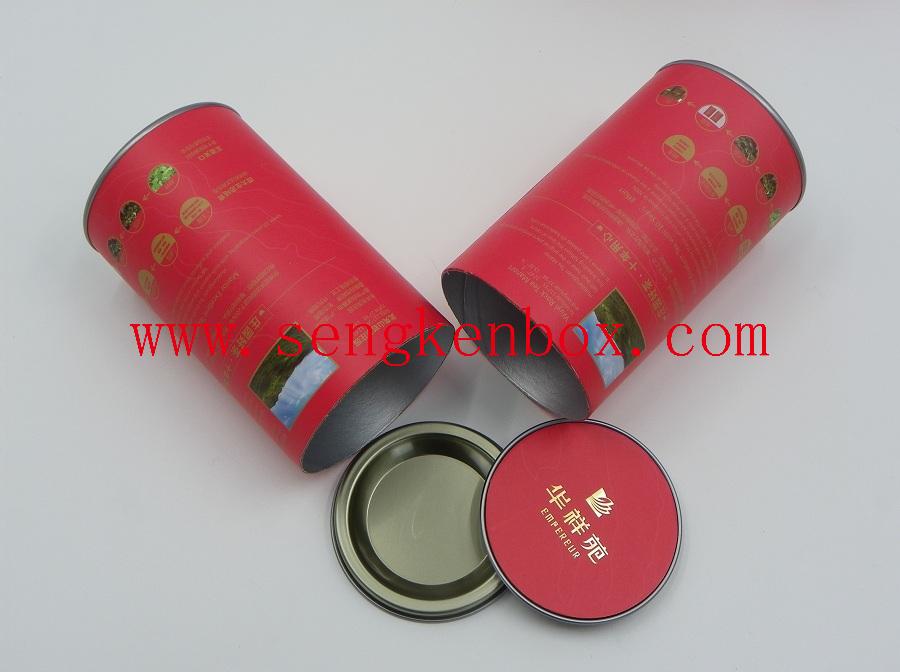Tea Packaging Aluminum Paper Canister with Buckled Tin Lid Tea Packaging Aluminum Paper Canister with Buckled Tin Lid