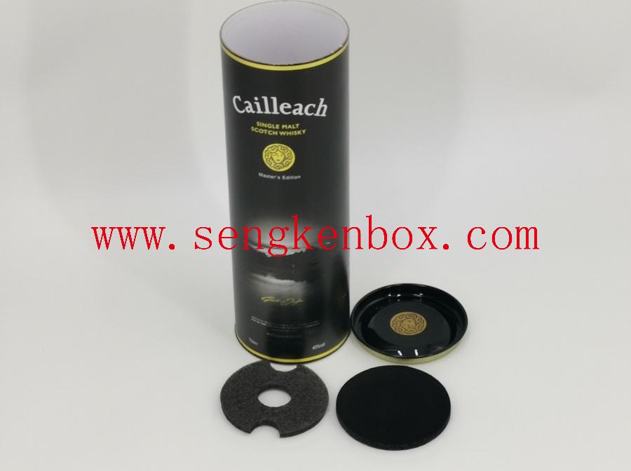 Cylinder Single Wine Whiskey Packaging Box with Tinplate Lid Cylinder Single Wine Whiskey Packaging Box with Tinplate Lid