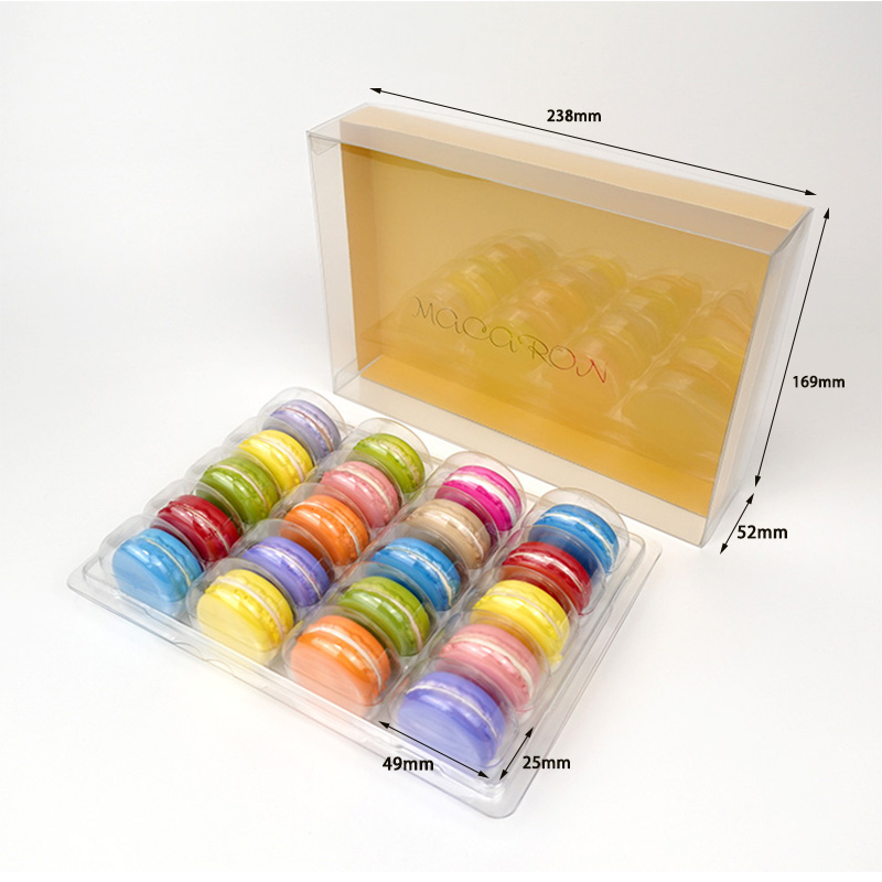 20 macarons clear packaging