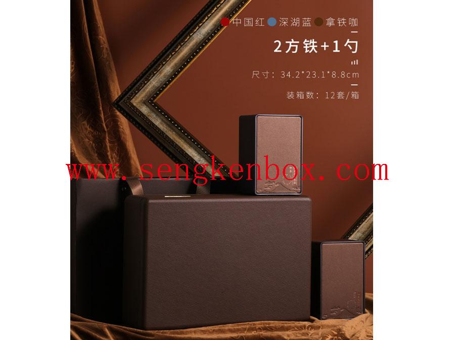 Place Square Iron Tea Packaging Leather Box Place Square Iron Tea Packaging Leather Box