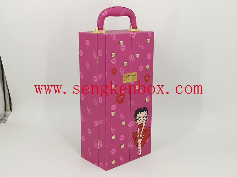 Wine Packaging Box With Pink Cartoon Pattern Wine Packaging Box With Pink Cartoon Pattern