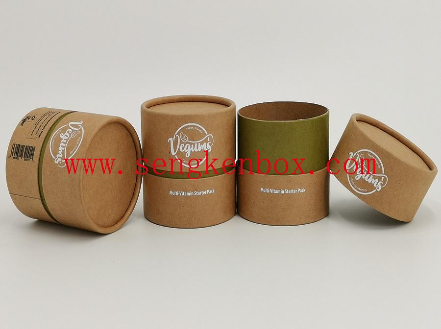 Jelly Drops Packaging Brown Kraft Paper Cans with Green Neck Jelly Drops Packaging Brown Kraft Paper Cans with Green Neck