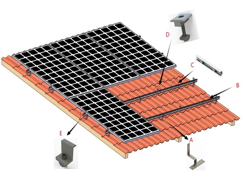 Aluminum Alloy Tile Roof Solar Mounting System