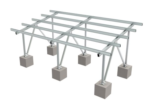 Step3: Fix ground rail on beam one by one and fix the panel oin the rail