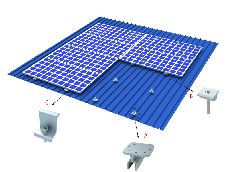 Anodised Surface Standing Solar Seam Roof Mounting