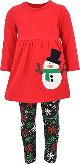 Christmas dress and legging with scarf