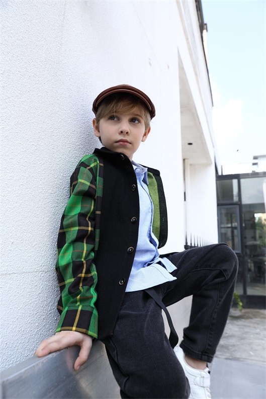 Green and black plaid Dress Shirt