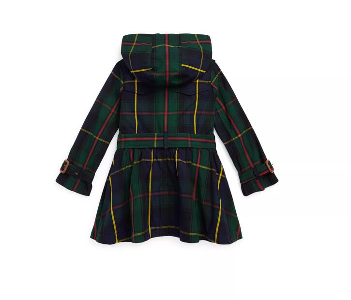 Green Plaid Girls Coat