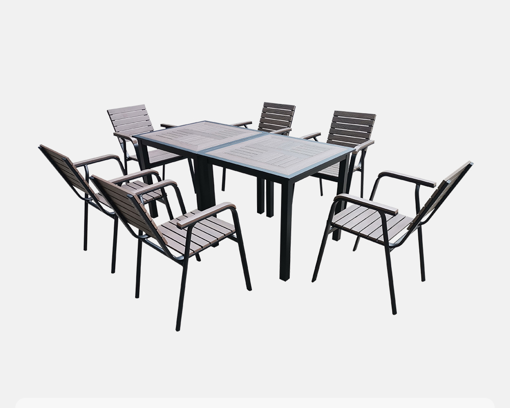 Outdoor Aluminium Plastic Wood Dining Set