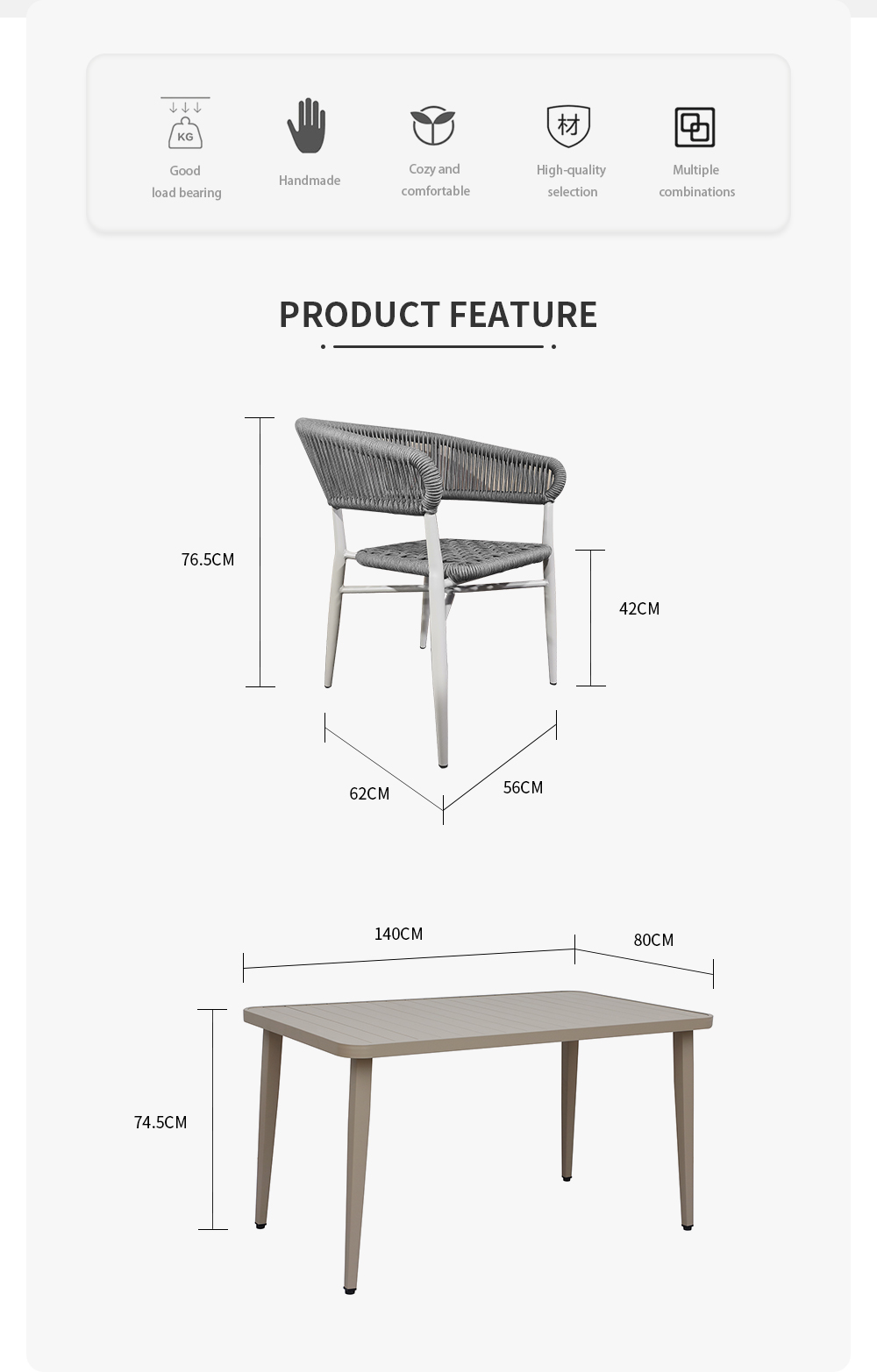 Aluminum Rope Dining Set