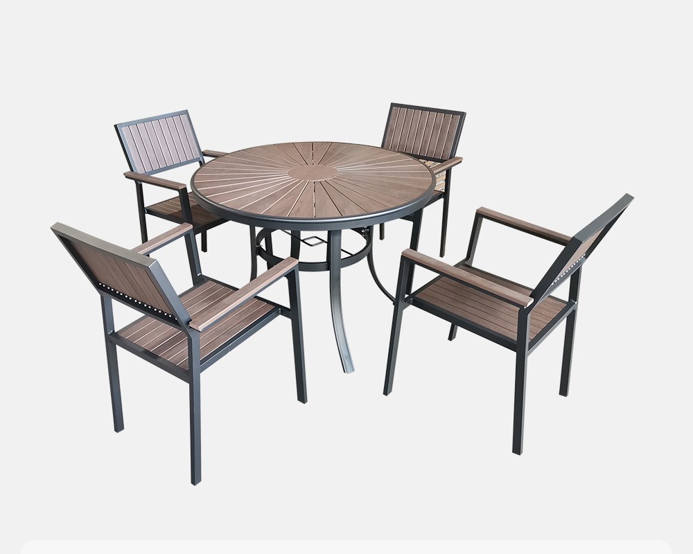 plastic wood table and chair sets outdoor