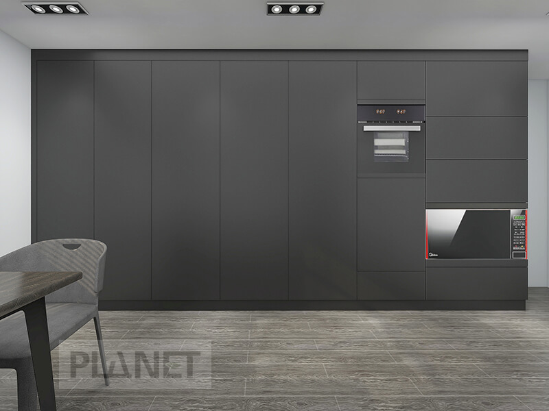 Black aluminum alloy kitchen cabinets
