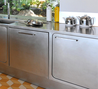 cabinet with stainless steel top