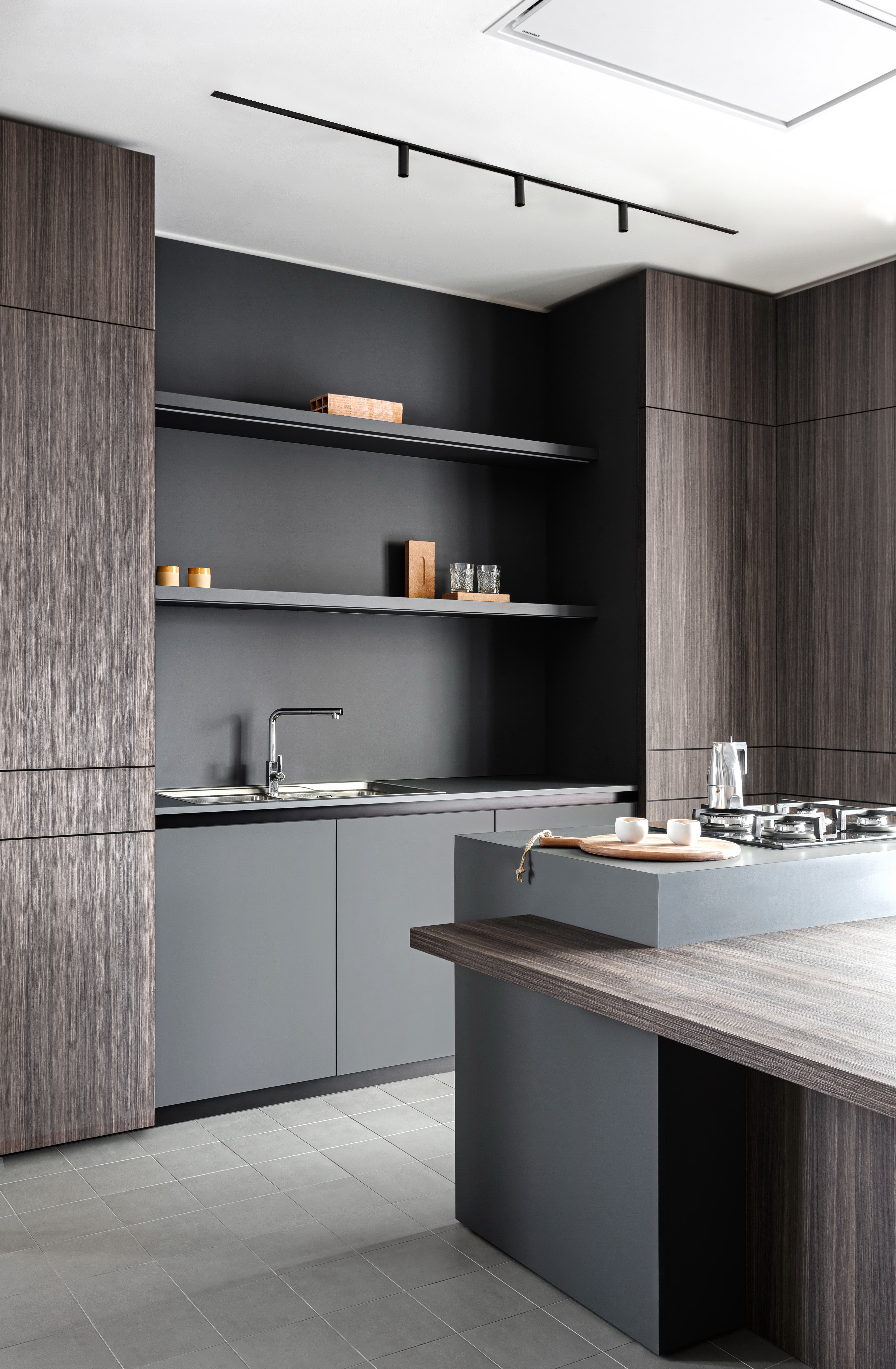 Matte grey kitchen cabinet