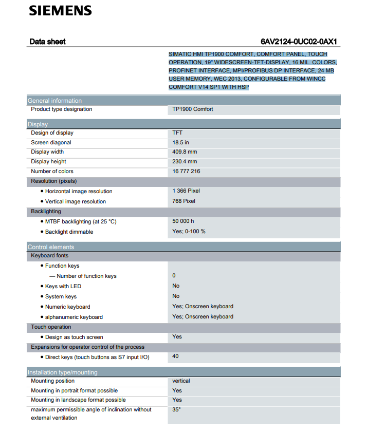 Siemens 6AV2124-0UC02-0AX1