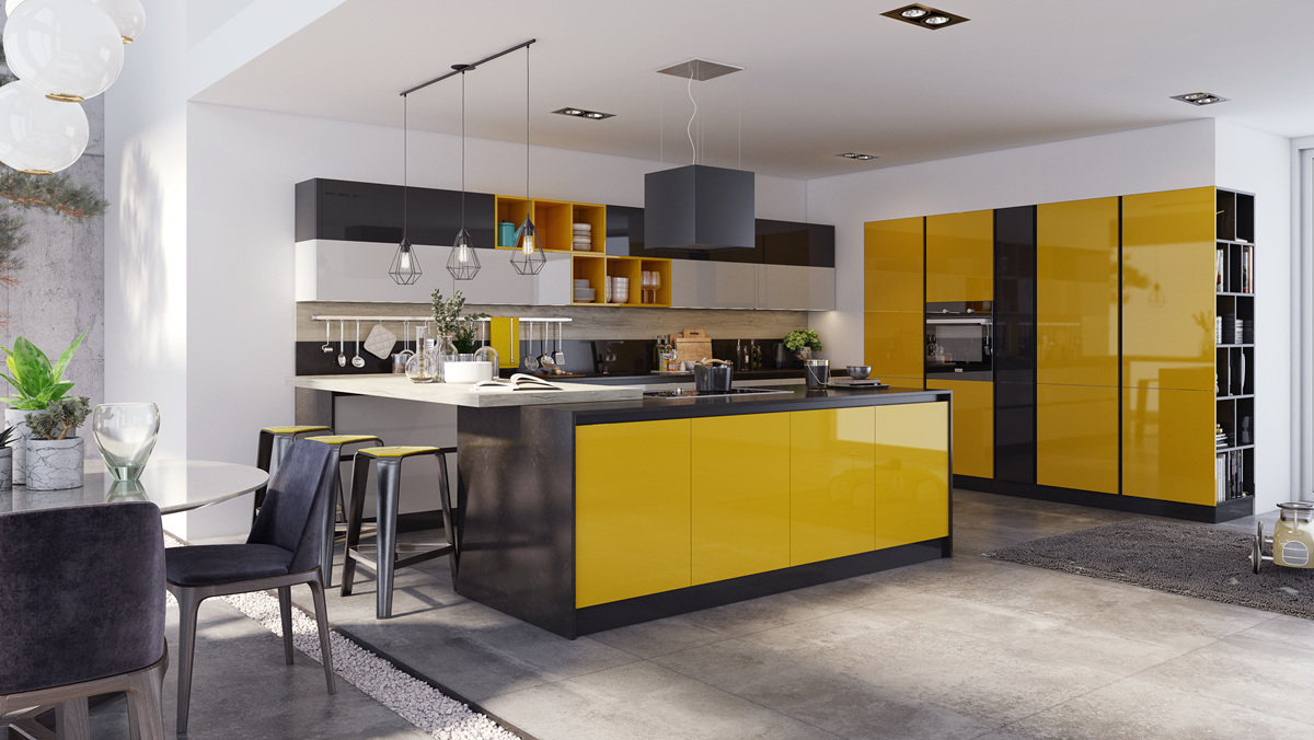 colored kitchen cabinet