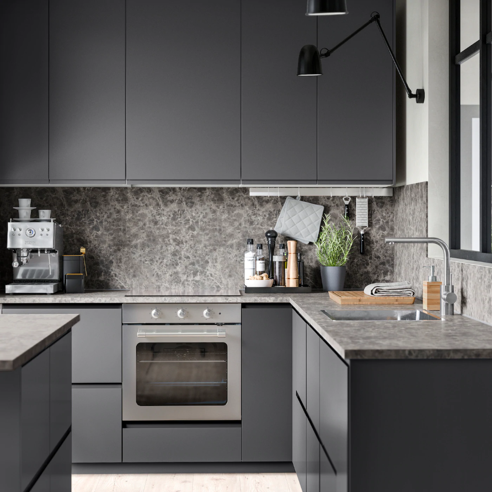 Matte Grey Kitchen Cabinet