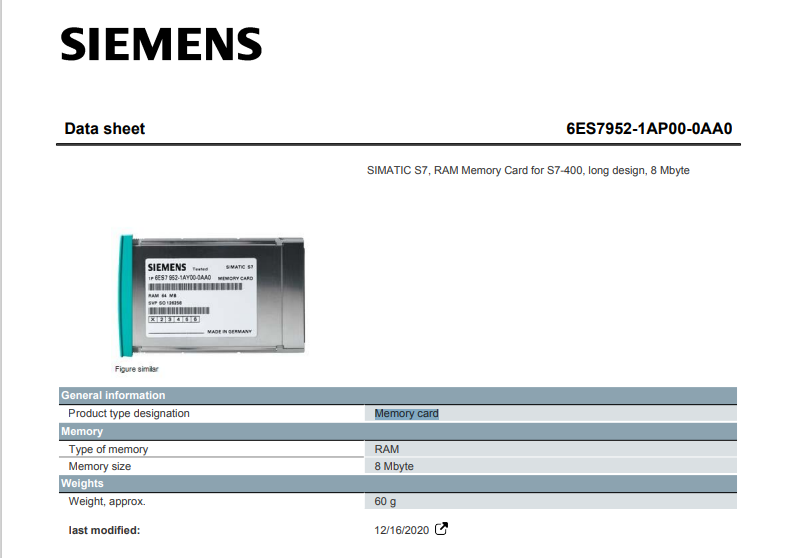 SIEMENS 6ES7952-1AP00-0AA0