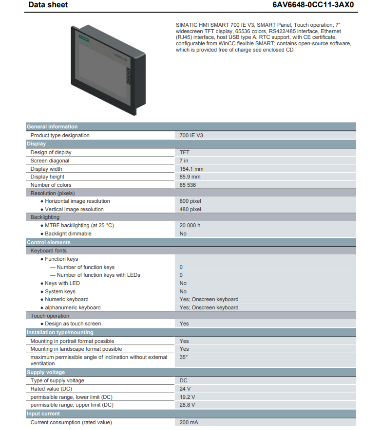 SIEMENS 6AV6648-0CC11-3AX0