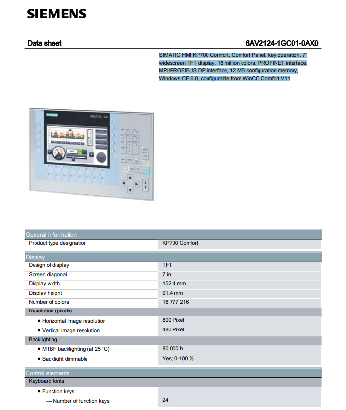 SIEMENS 6AV2124-1GC01-0AX0
