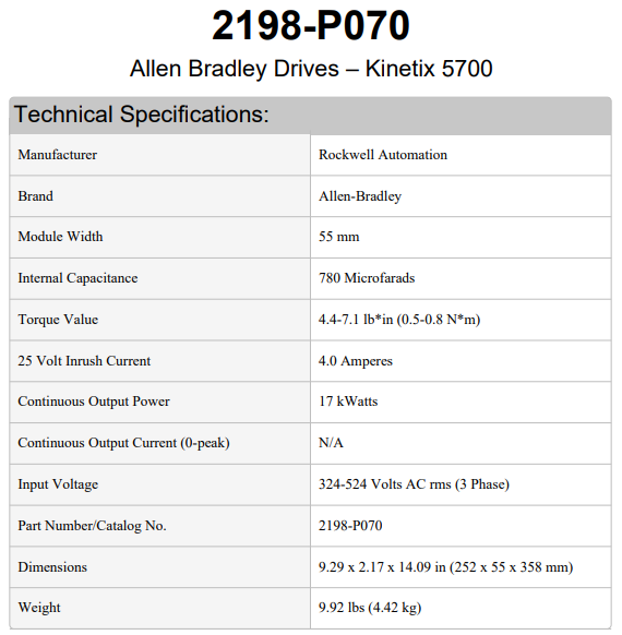 AB 2198-P070, Rockwell 2198-P070