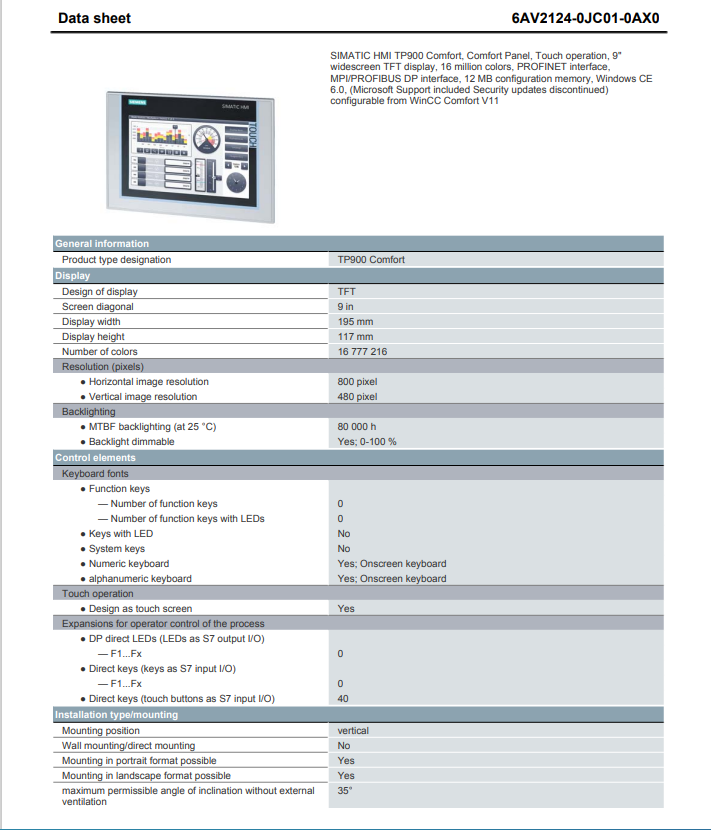 Siemens 6AV2124-0JC01-0AX0