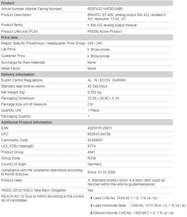 siemens 6ES7432-1HF00-0AB0