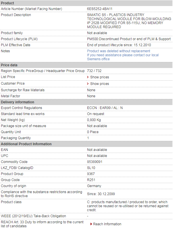 SIEMENS 6ES5252-4BA11