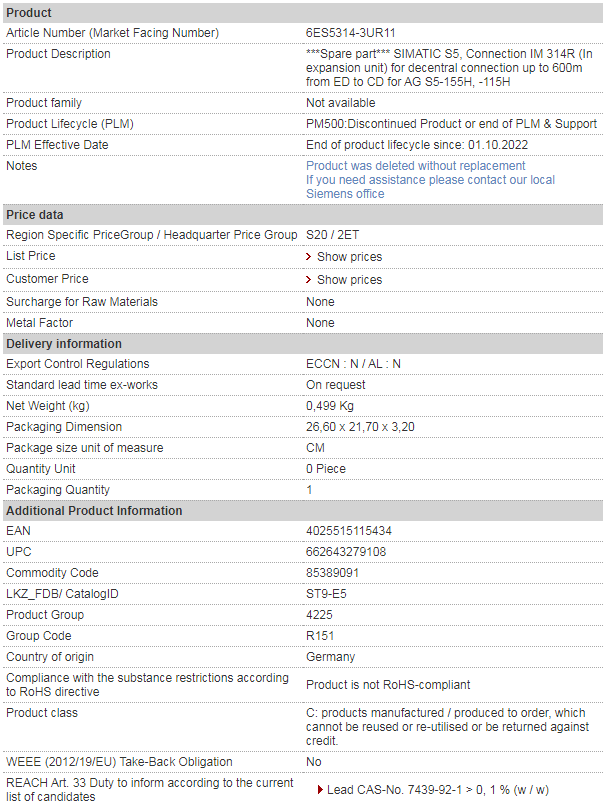 siemens 6ES5314-3UR11