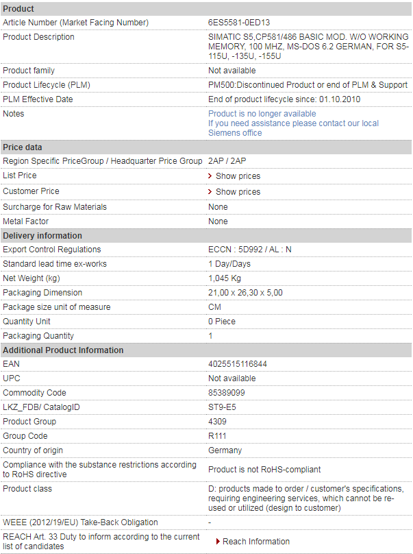 siemens 6ES5581-0ED13