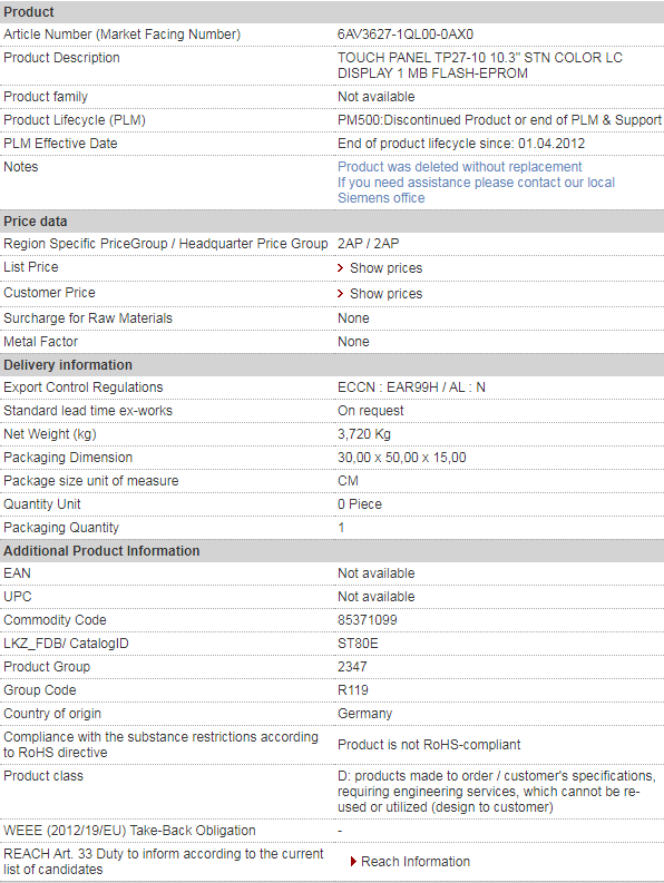 SIEMENS 6AV3627-1QL00-0AX0