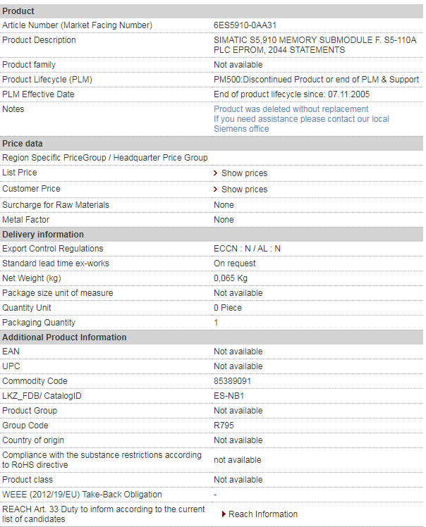 siemens 6ES5910-0AA31
