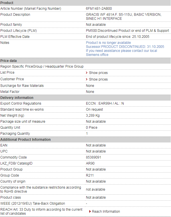 SIEMENS 6FM1481-2AB00