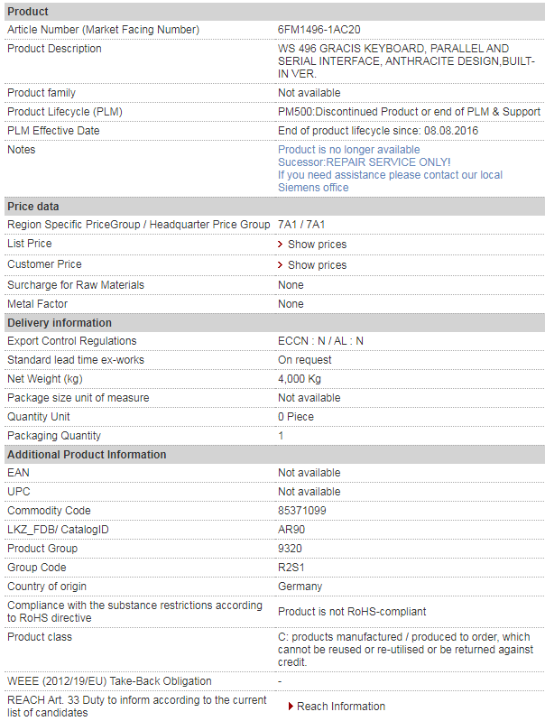 siemens 6FM1496-1AC20