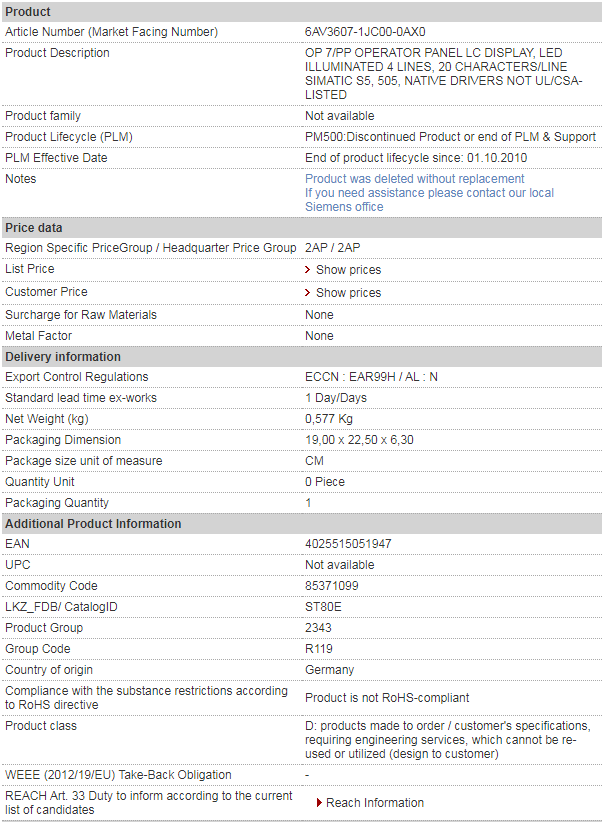 SIEMENS 6AV3607-1JC00-0AX0