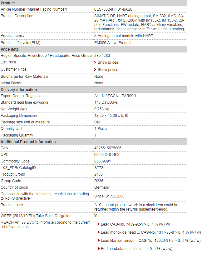 SIEMENS 6ES7332-8TF01-0AB0