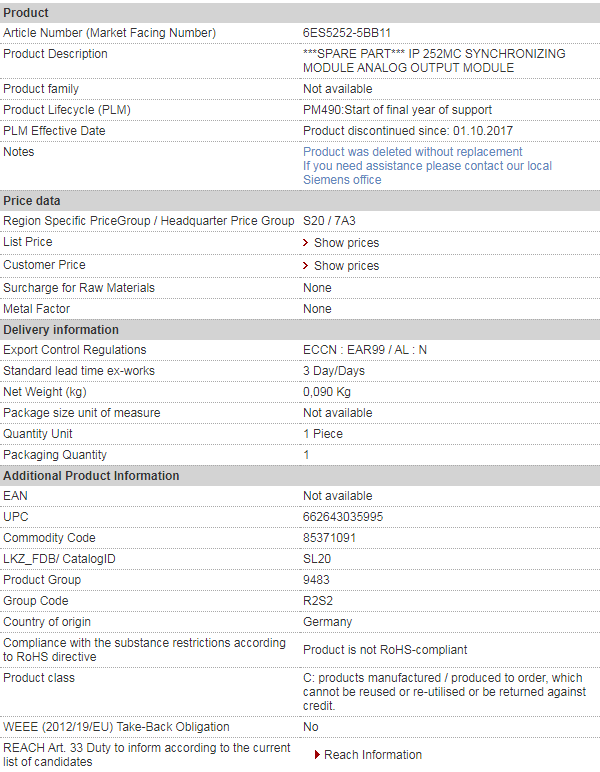 siemens 6ES5252-5BB11