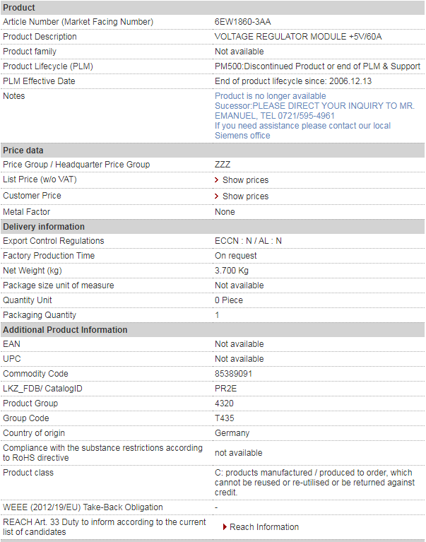 SIEMENS 6EW1860-3AA