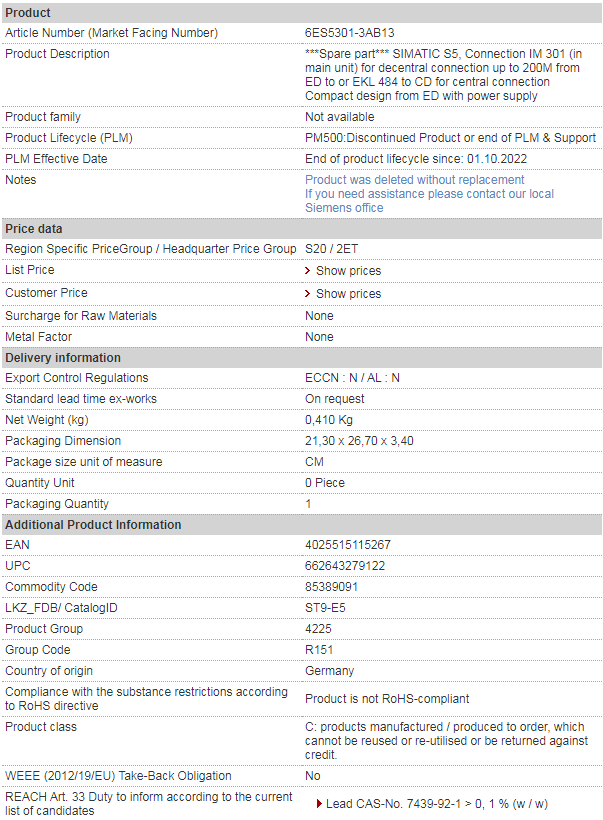 siemens 6ES5301-3AB13