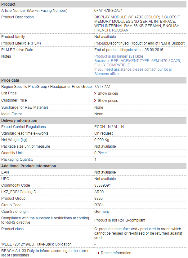 siemens 6FM1470-3CA21