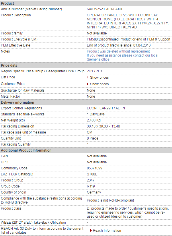 SIEMENS 6AV3525-1EA01-0AX0