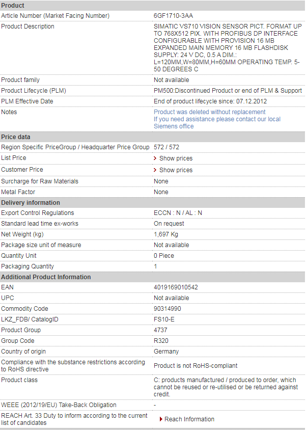 SIEMENS 6GF1710-3AA