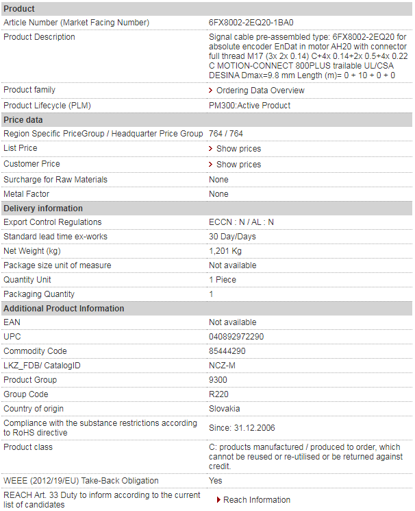 SIEMENS 6FX8002-2EQ20-1BA0