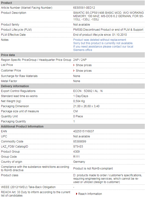 siemens 6ES5581-0ED12