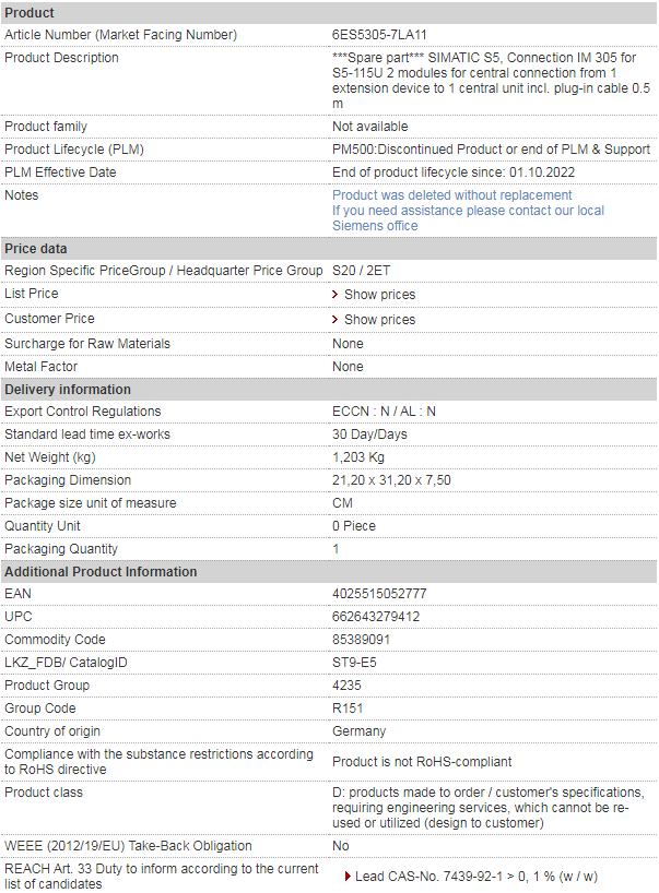 siemens 6ES5305-7LA11